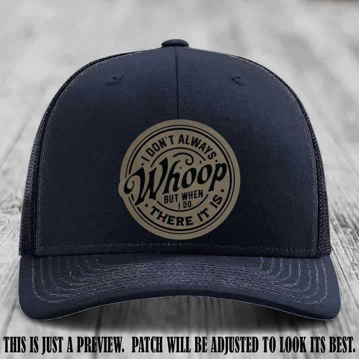 Light Brown to Black Patch on Navy Hat - Richardson 112 Leather Patch Hat