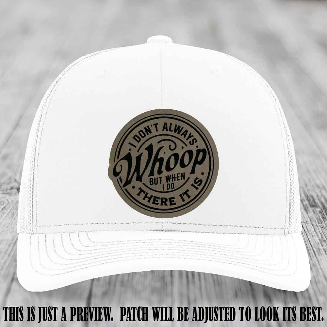 Light Brown to Black Patch on White Hat - Richardson 112 Leather Patch Hat