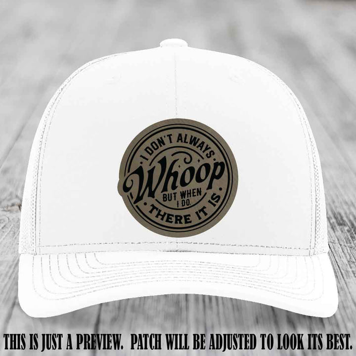 Light Brown to Black Patch on White Hat - Richardson 112 Leather Patch Hat