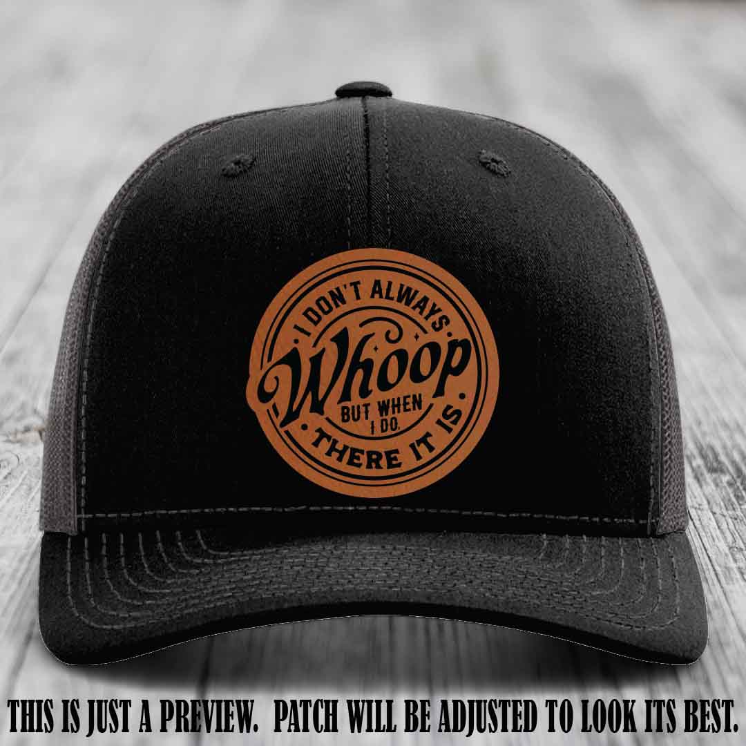 Rawhide to Black Patch on Black to Charcoal Hat - Richardson 112 Leather Patch Hat
