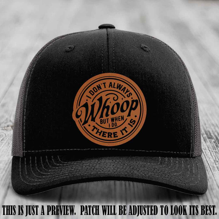 Rawhide to Black Patch on Black to Charcoal Hat - Richardson 112 Leather Patch Hat