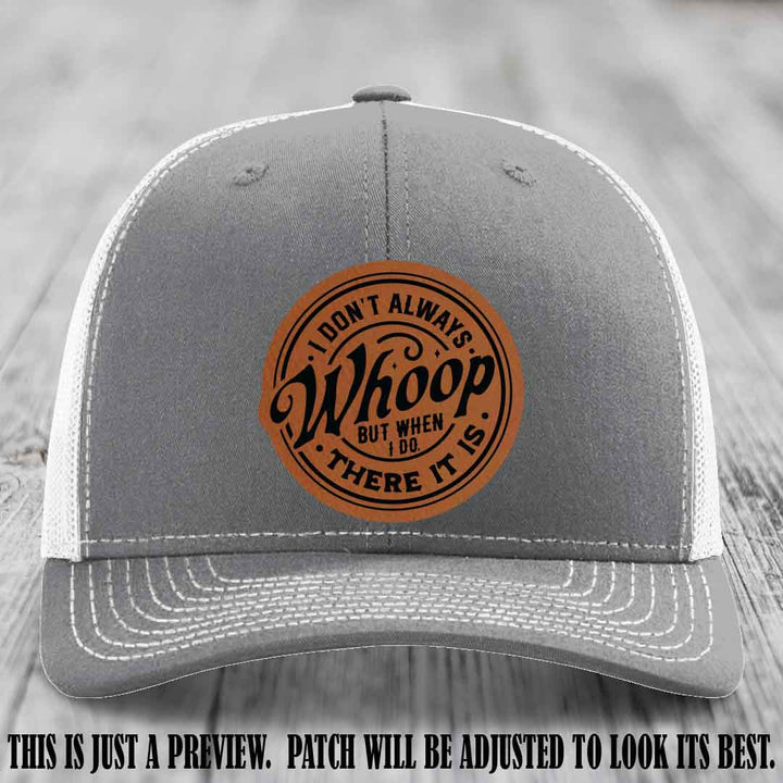 Rawhide to Black Patch on Heather Grey to White Hat - Richardson 112 Leather Patch Hat