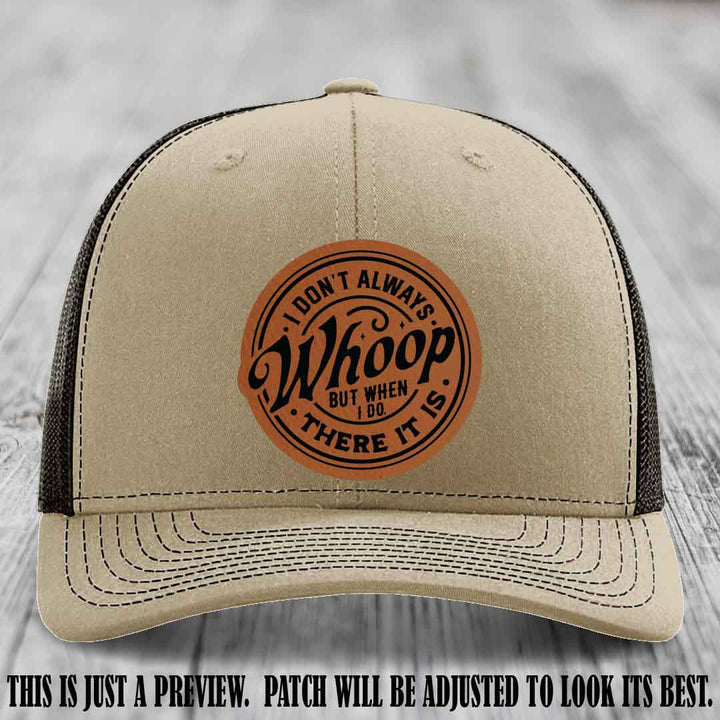 Rawhide to Black Patch on Khaki to Coffee Hat - Richardson 112 Leather Patch Hat
