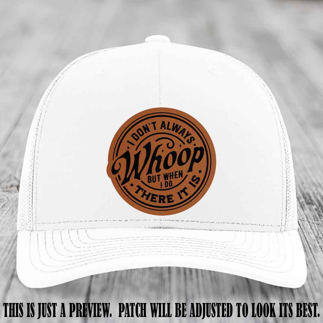 Rawhide to Black Patch on White Hat - Richardson 112 Leather Patch Hat