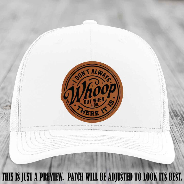 Rawhide to Black Patch on White Hat - Richardson 112 Leather Patch Hat