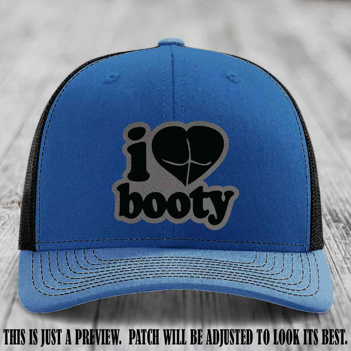 Booty Hunter Grey to Black Patch Leather Patch on Royal to Black Hat - Funny Richardson 112 Hat