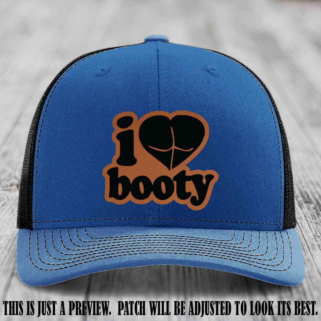Booty Hunter Rawhide to Black Patch Leather Patch on Royal to Black Hat - Funny Richardson 112 Hat