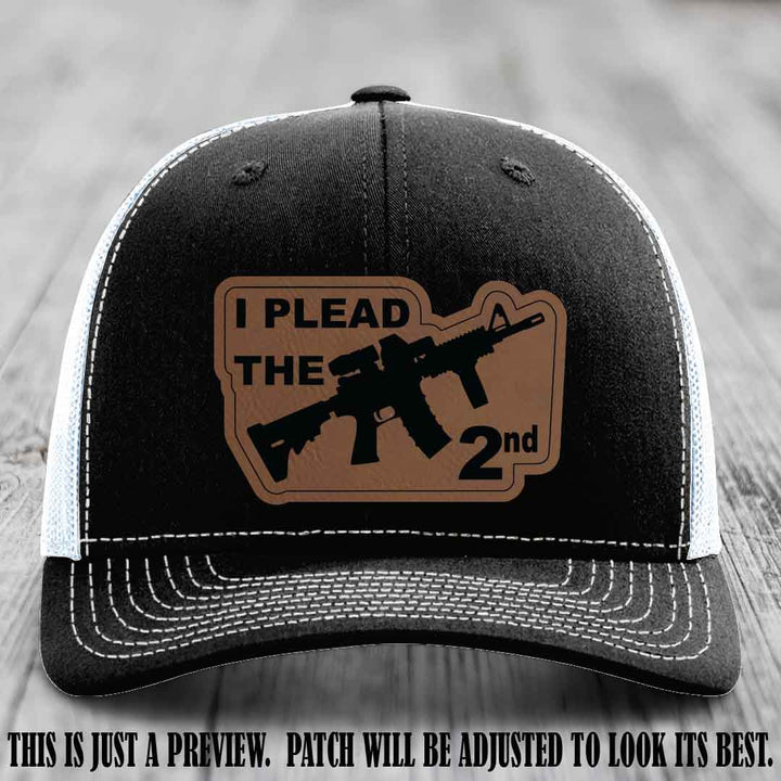 I Plead The 2nd Dark Brown to Black Patch on Black to White Hat Richardson 112