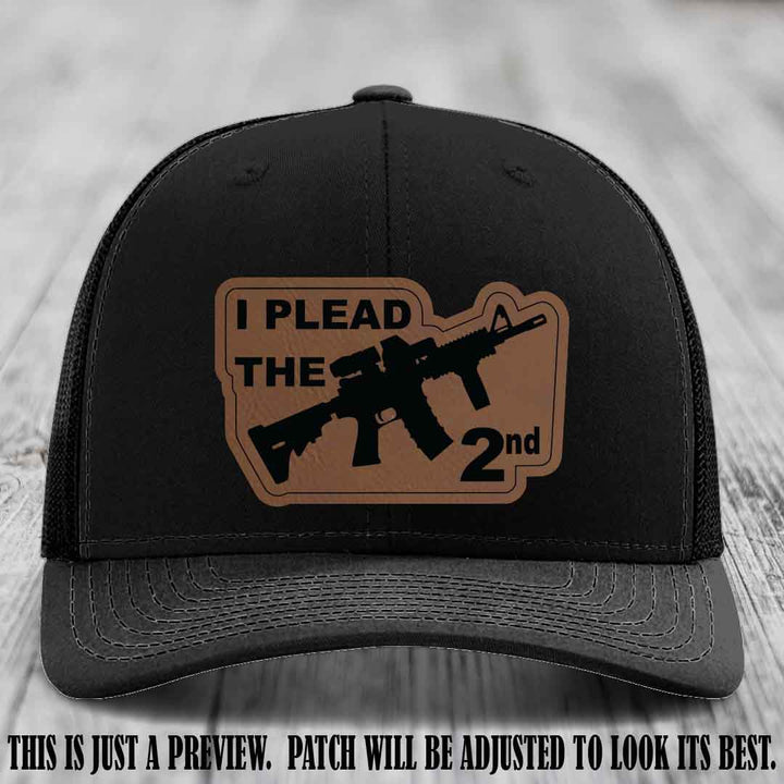 I Plead The 2nd Dark Brown to Black Patch on Black Hat Richardson 112