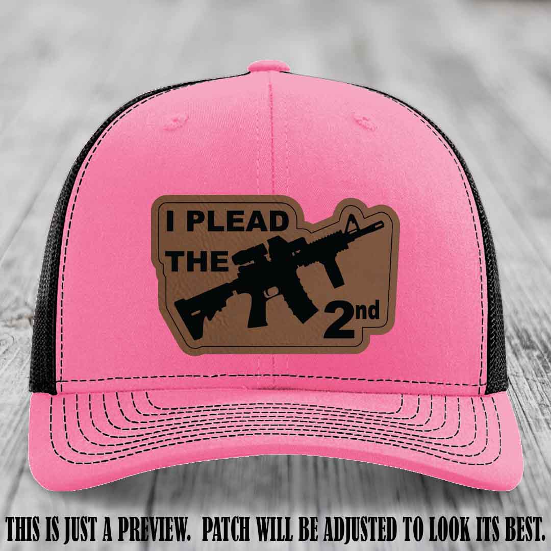 I Plead The 2nd Dark Brown to Black Patch on Hot Pink to Black Hat Richardson 112