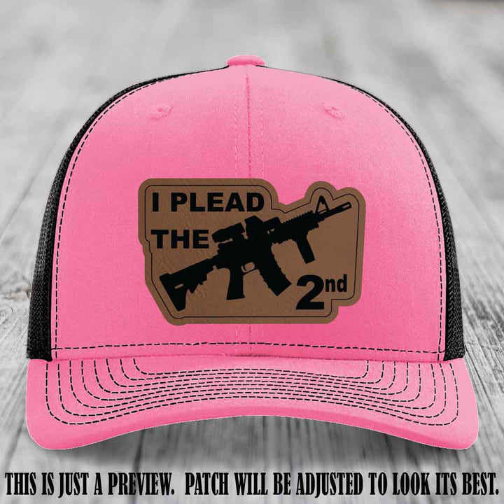 I Plead The 2nd Dark Brown to Black Patch on Hot Pink to Black Hat Richardson 112