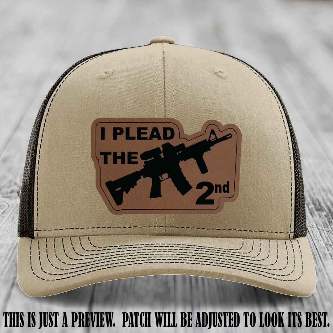 I Plead The 2nd Dark Brown to Black Patch on Khaki to Coffee Hat Richardson 112