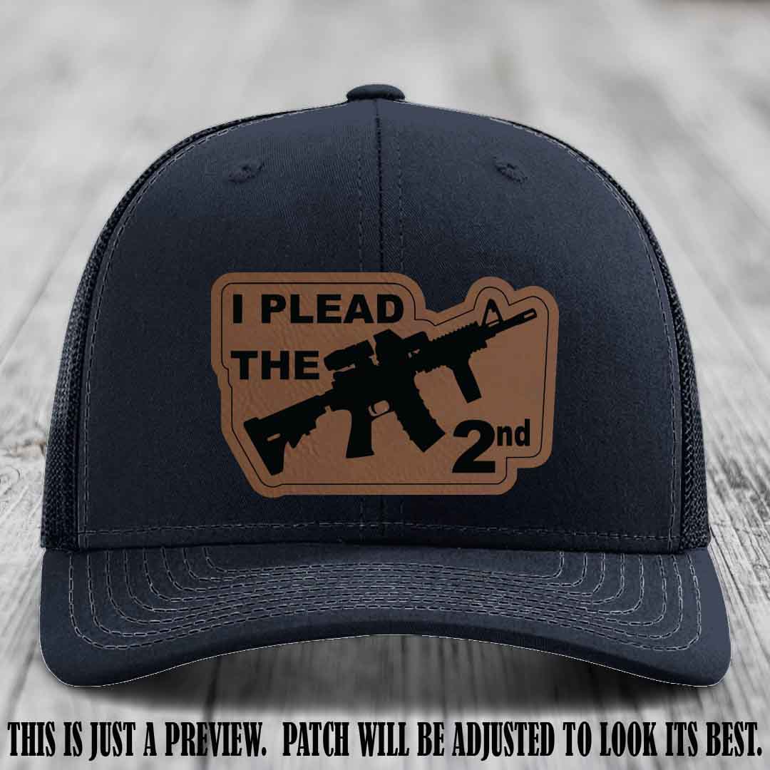 I Plead The 2nd Dark Brown to Black Patch on Navy Hat Richardson 112