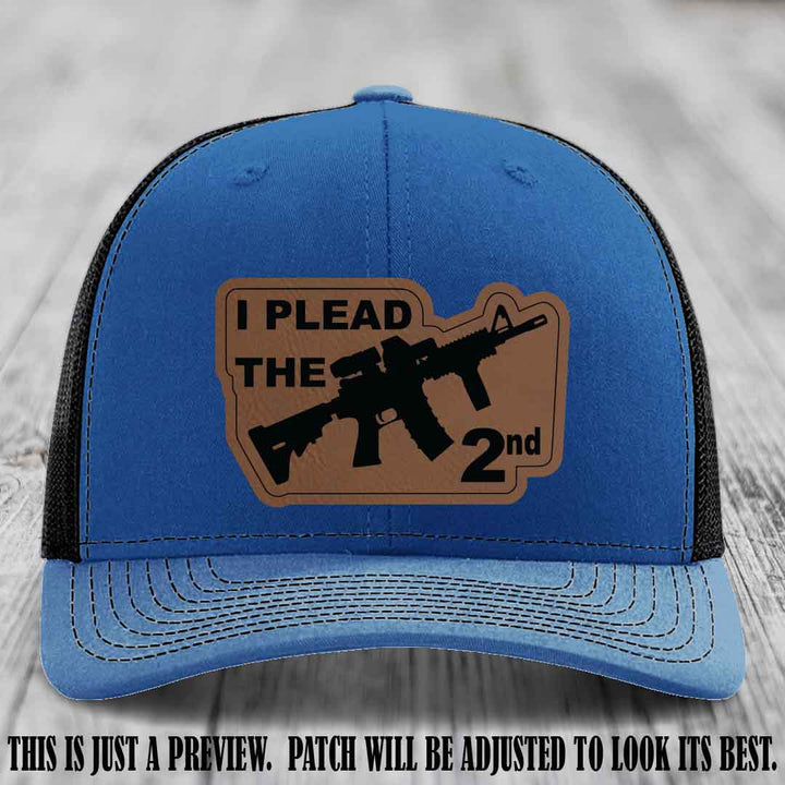 I Plead The 2nd Dark Brown to Black Patch on Royal to Black Hat Richardson 112