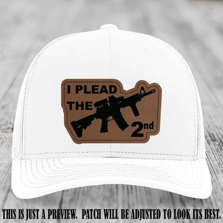 I Plead The 2nd Dark Brown to Black Patch on White Hat Richardson 112