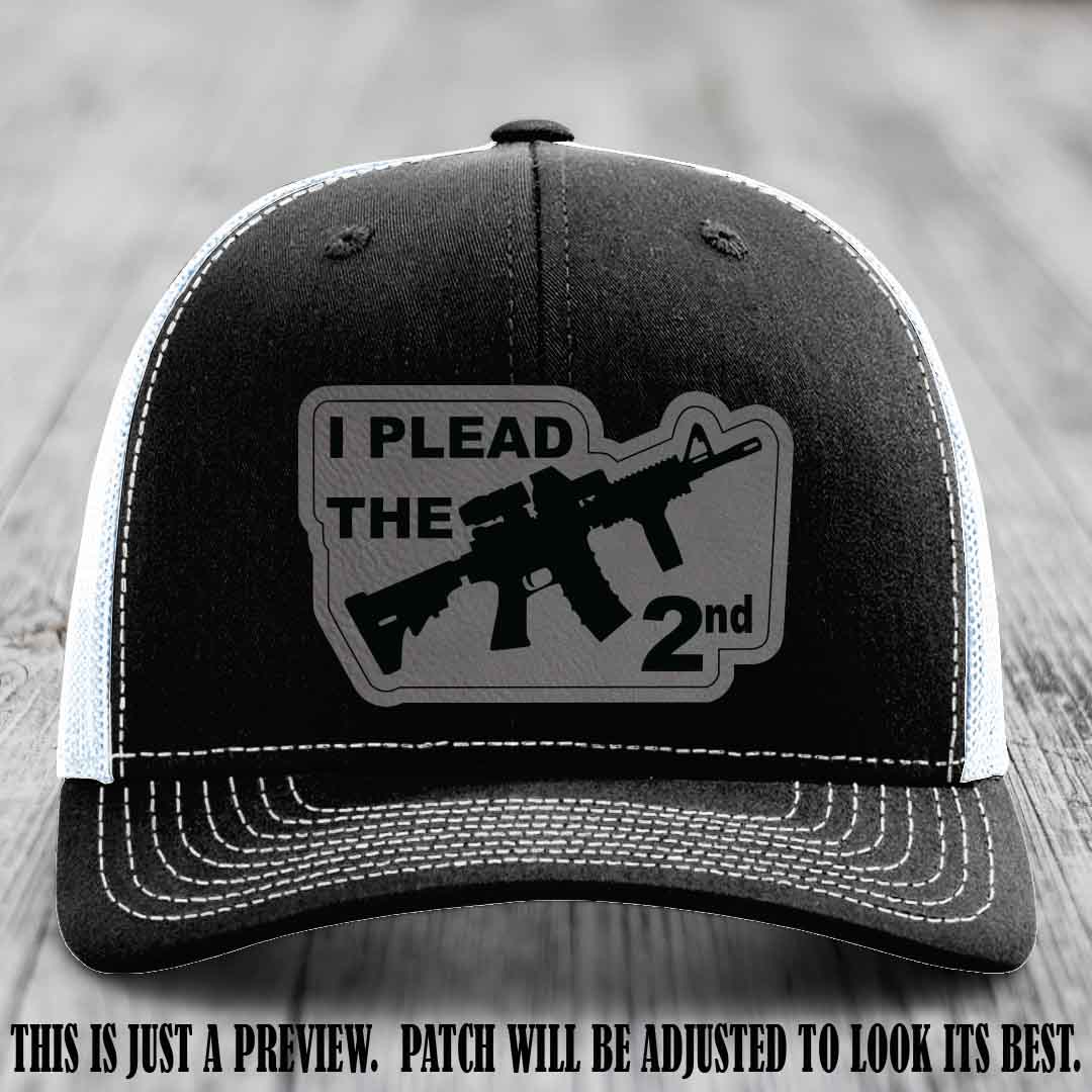 I Plead The 2nd Grey to Black Patch on Black to White Hat Richardson 112
