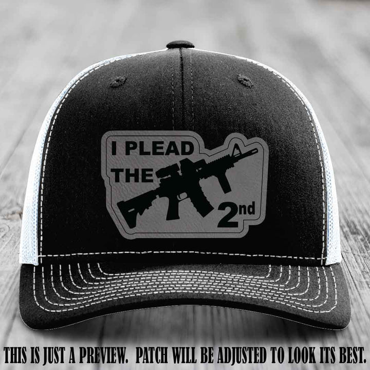I Plead The 2nd Grey to Black Patch on Black to White Hat Richardson 112