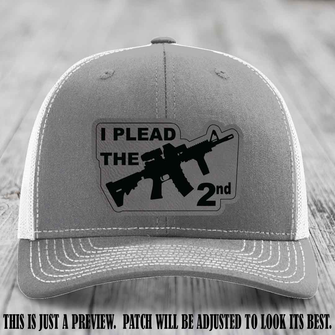 I Plead The 2nd Grey to Black Patch on Heather Grey to White Hat Richardson 112