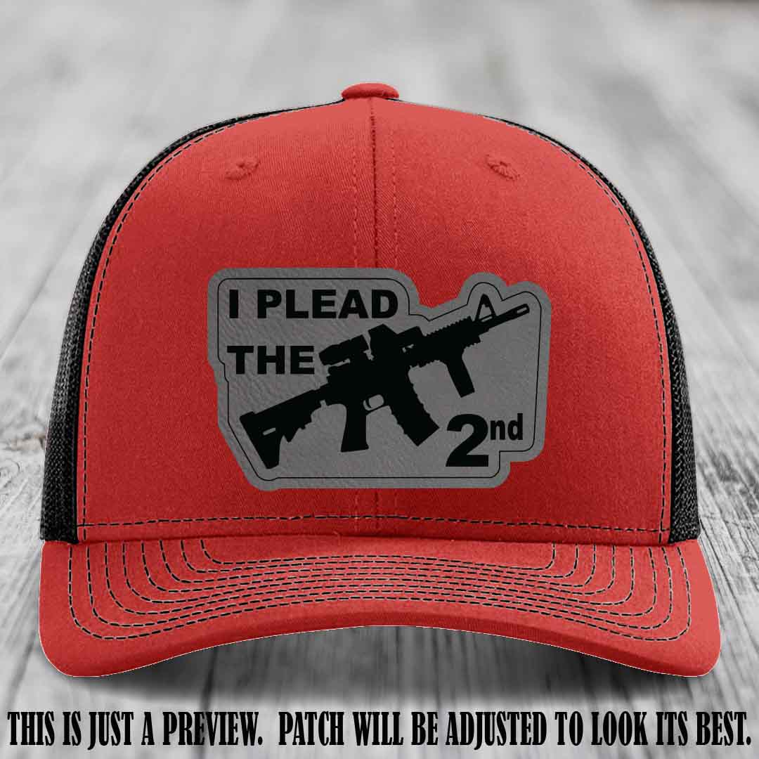 I Plead The 2nd Grey to Black Patch on Red to Black Hat Richardson 112