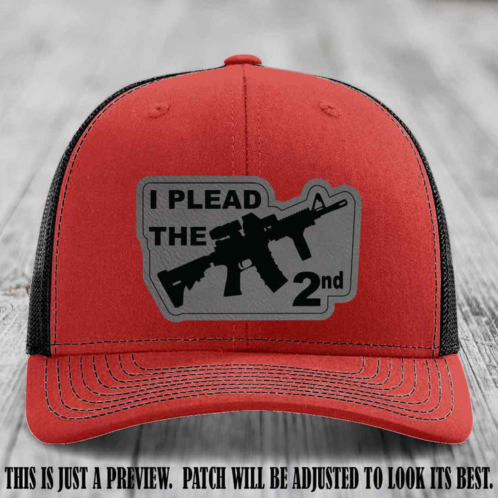 I Plead The 2nd Grey to Black Patch on Red to Black Hat Richardson 112