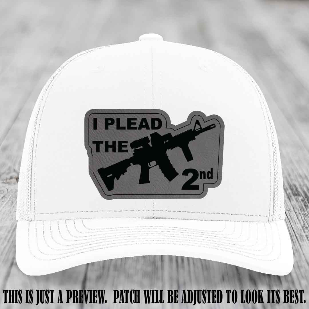 I Plead The 2nd Grey to Black Patch on White Hat Richardson 112