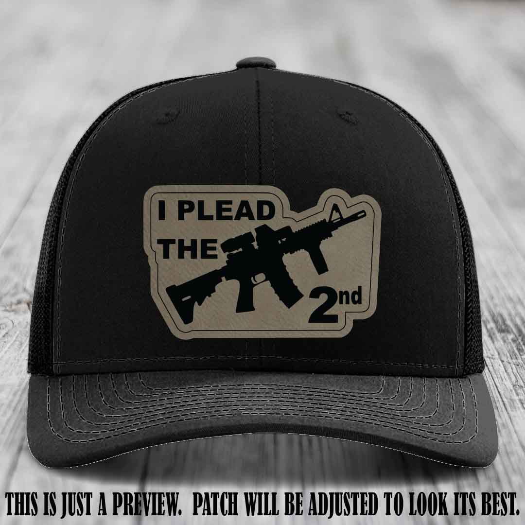I Plead The 2nd Light Brown to Black Patch on Black Hat Richardson 112