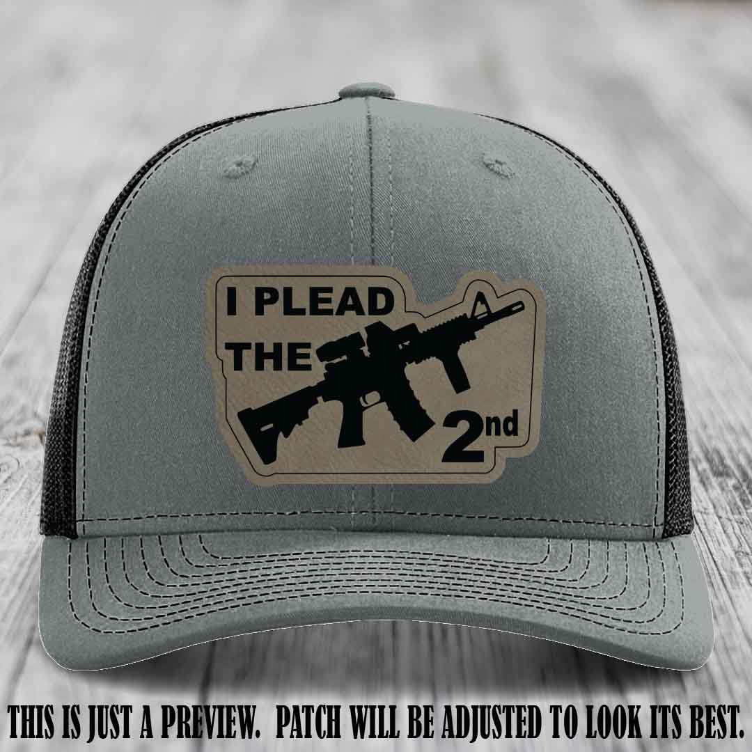 I Plead The 2nd Light Brown to Black Patch on Heather Grey to Black Hat Richardson 112