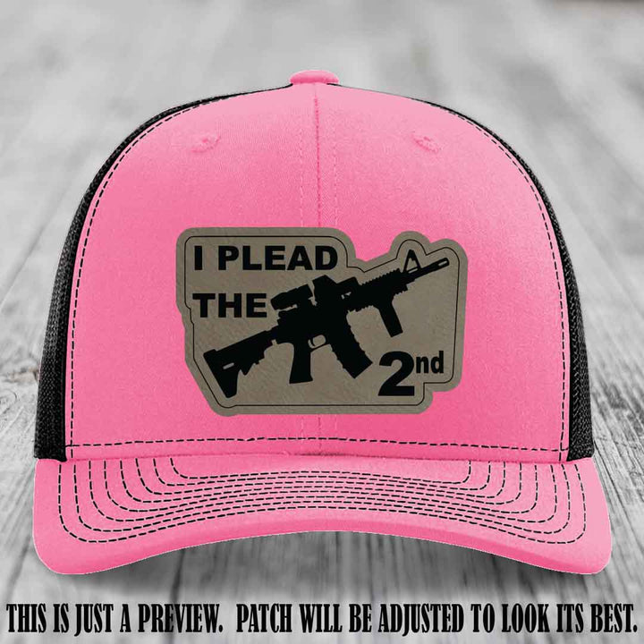 I Plead The 2nd Light Brown to Black Patch on Hot Pink to Black Hat Richardson 112