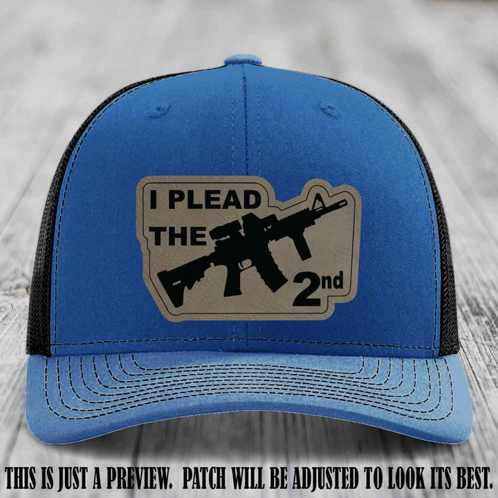 I Plead The 2nd Light Brown to Black Patch on Royal to Black Hat Richardson 112