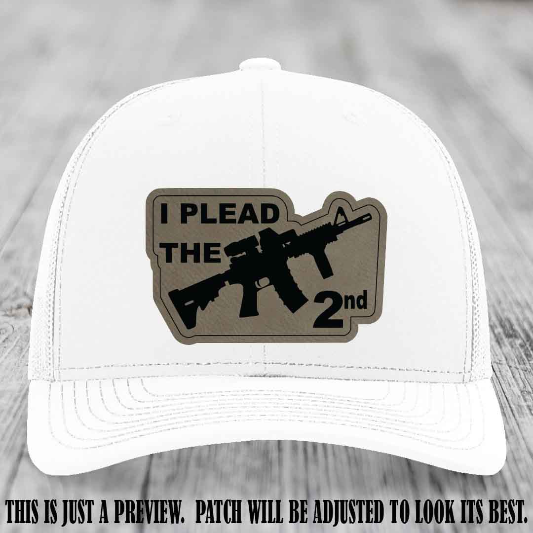 I Plead The 2nd Light Brown to Black Patch on White Hat Richardson 112