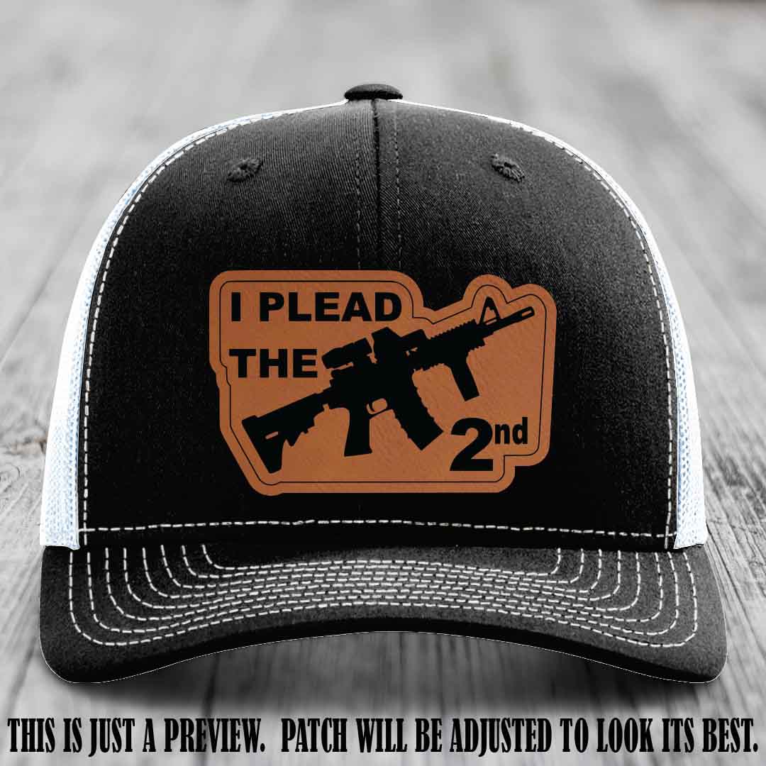 I Plead The 2nd Rawhide to Black Patch on Black to White Hat Richardson 112