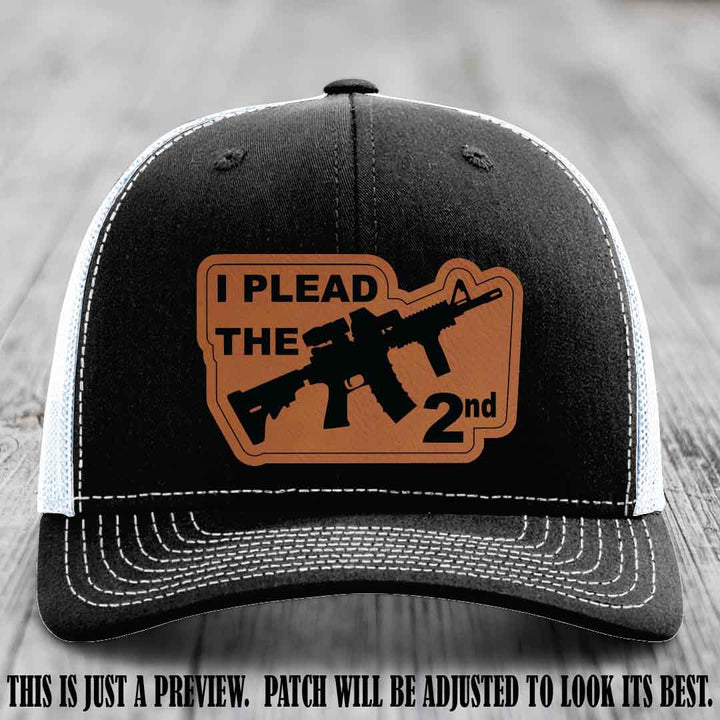 I Plead The 2nd Rawhide to Black Patch on Black to White Hat Richardson 112