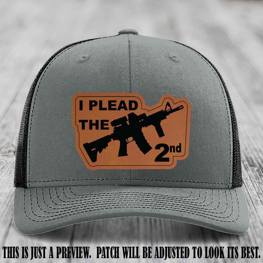 I Plead The 2nd Rawhide to Black Patch on Heather Grey to Black Hat Richardson 112