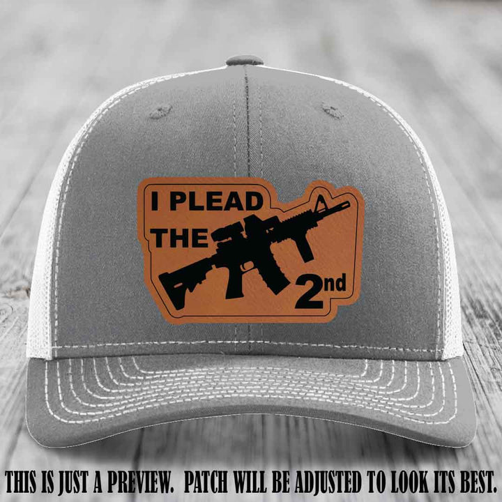 I Plead The 2nd Rawhide to Black Patch on Heather Grey to White Hat Richardson 112