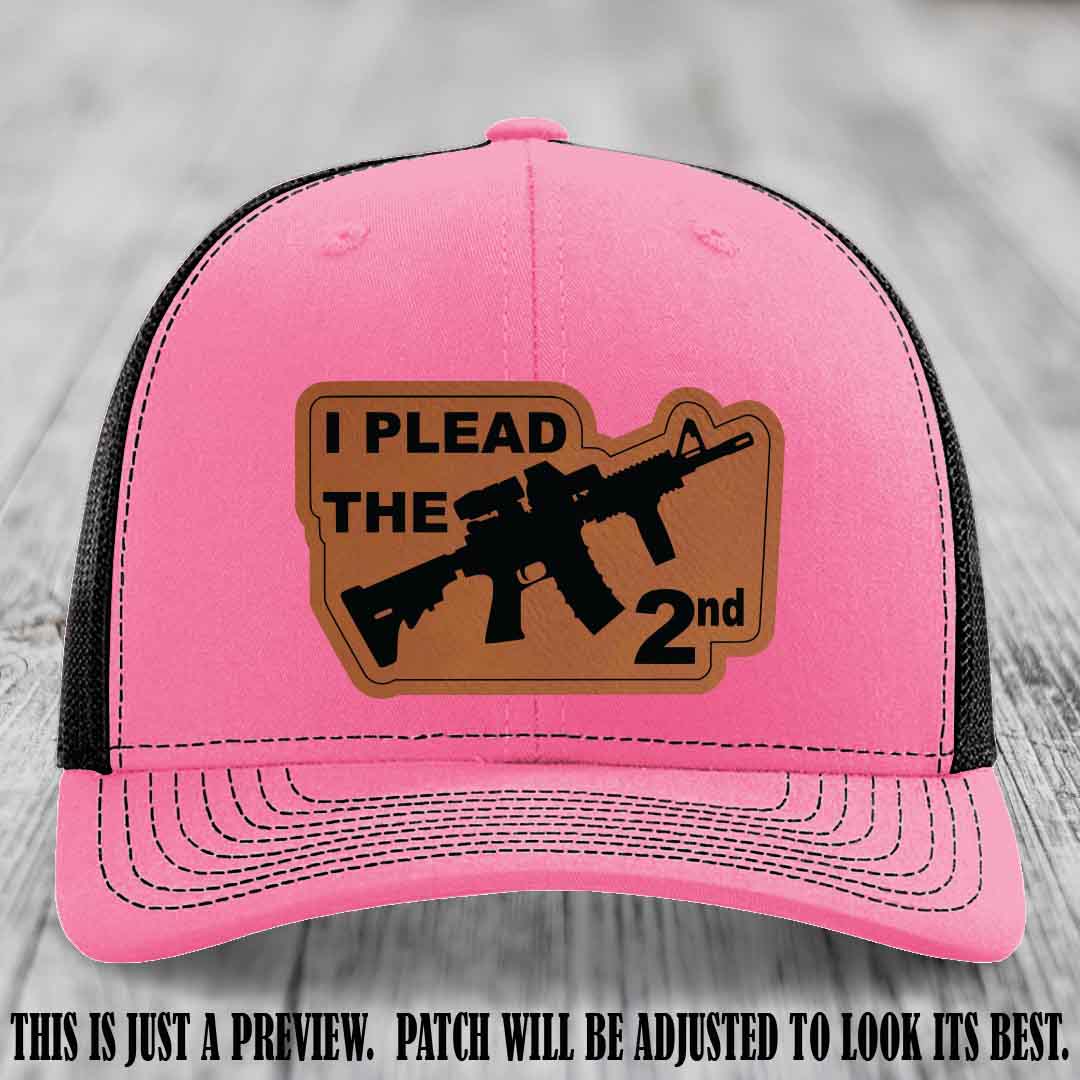 I Plead The 2nd Rawhide to Black Patch on Hot Pink to Black Hat Richardson 112