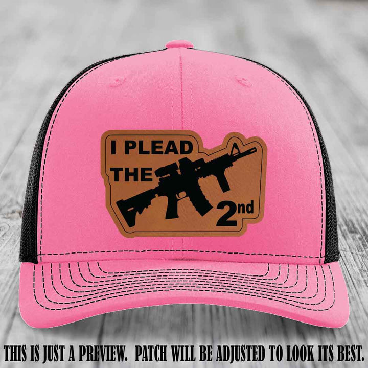I Plead The 2nd Rawhide to Black Patch on Hot Pink to Black Hat Richardson 112