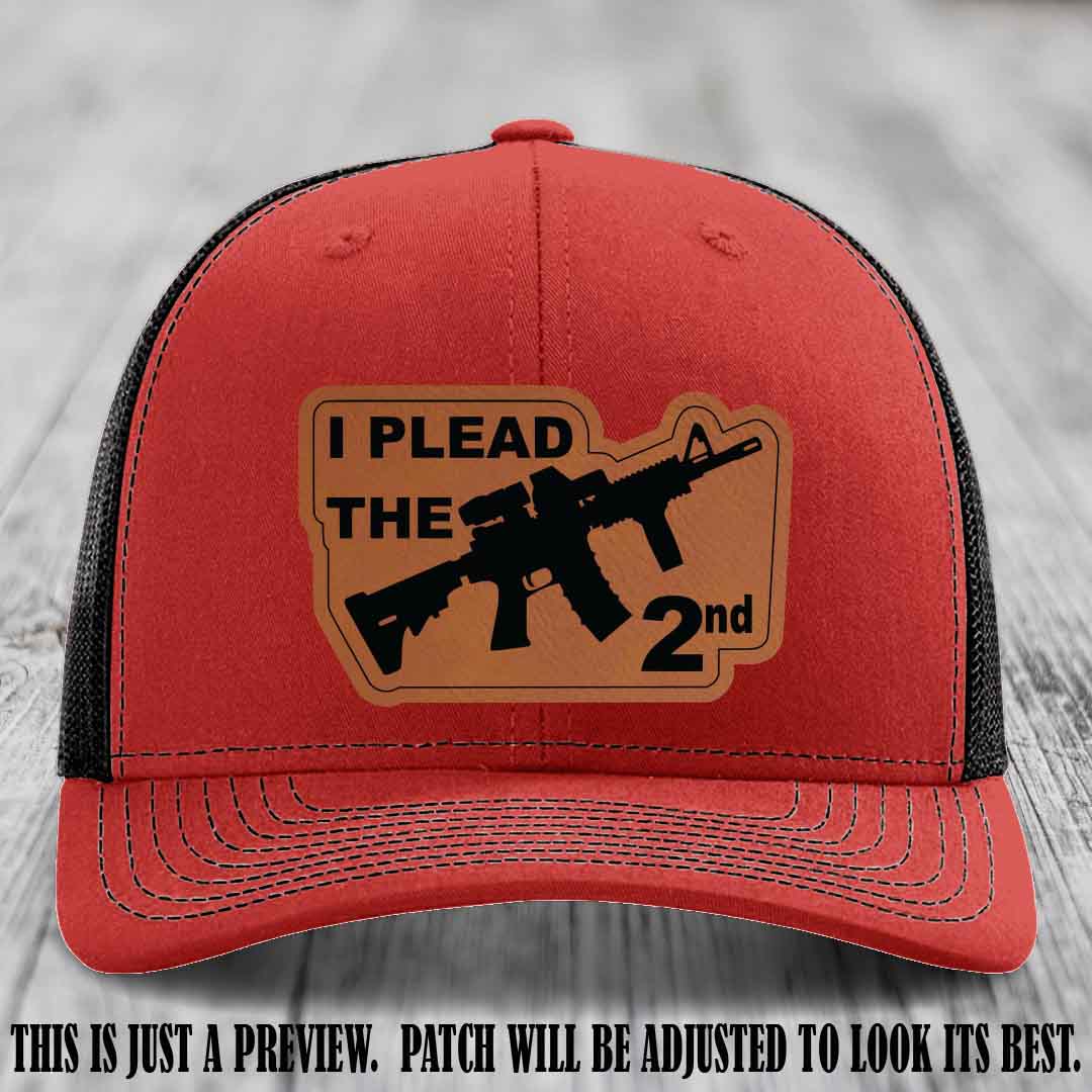 I Plead The 2nd Rawhide to Black Patch on Red to Black Hat Richardson 112