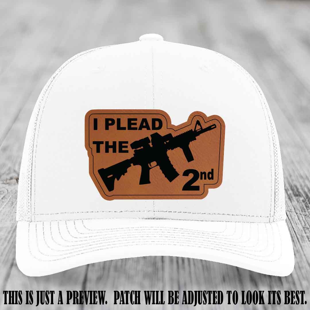 I Plead The 2nd Rawhide to Black Patch on White Hat Richardson 112