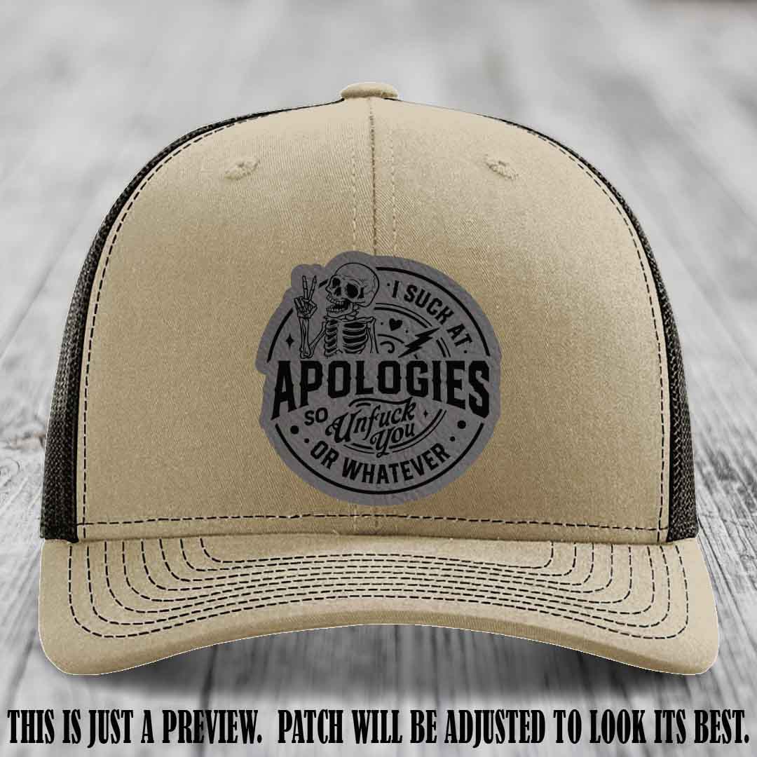 I Suck at Apologies Skeleton - Grey to Black Patch on Khaki to Coffee Hat