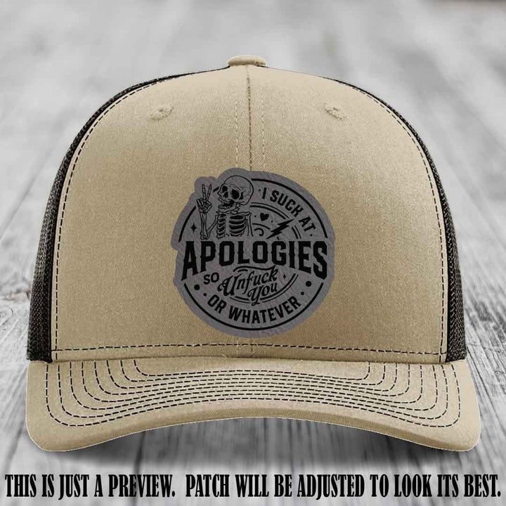 I Suck at Apologies Skeleton - Grey to Black Patch on Khaki to Coffee Hat