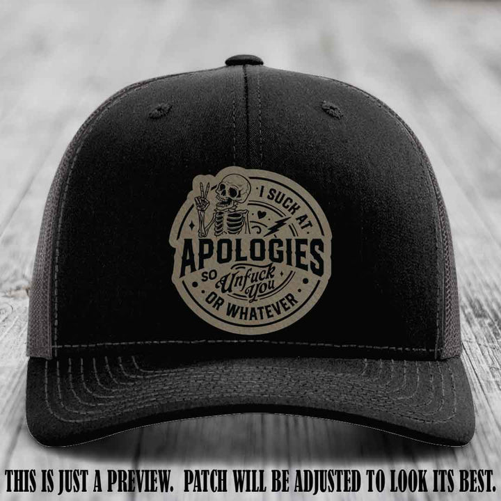 I Suck at Apologies Skeleton - Light Brown to Black Patch on Black to Charcoal Hat