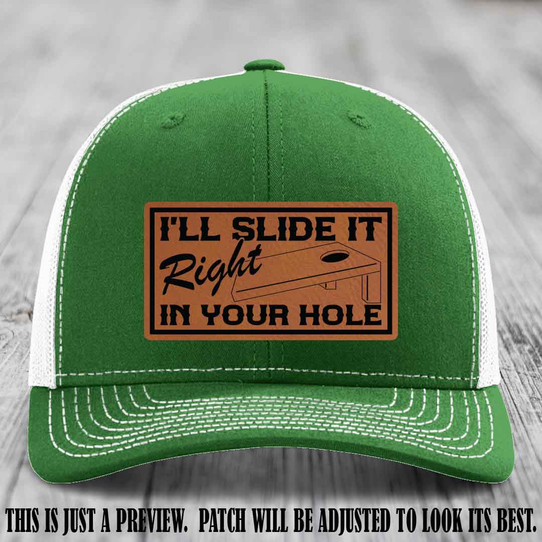 I'll Slide It Right In Your Hole 👅 Rawhide to Black Patch Leather Patch Hat on Kelly to White Hat