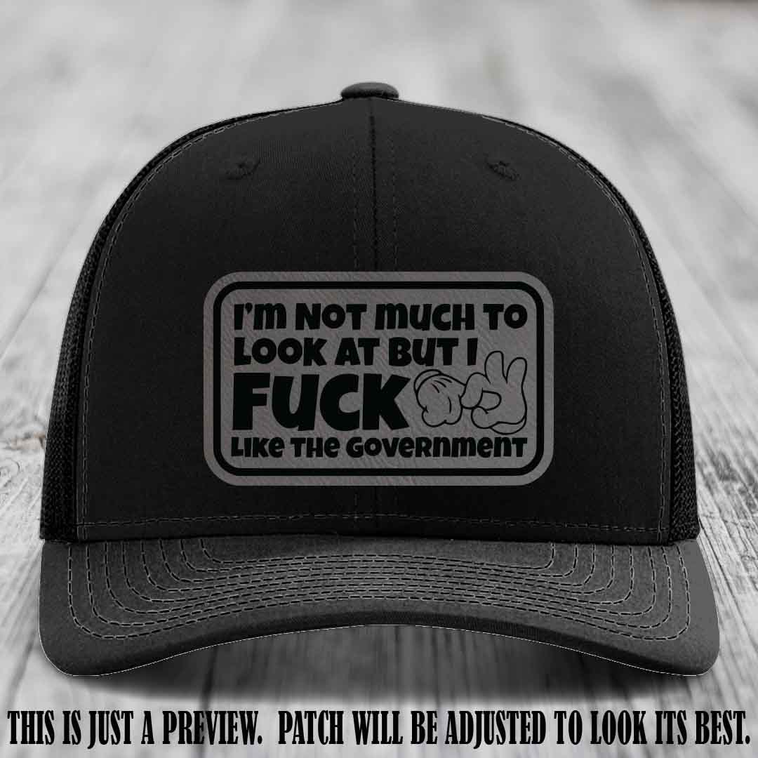 I'm Not Much to Look At Grey to Black Patch on Black Hat Richardson 112 trucker hat