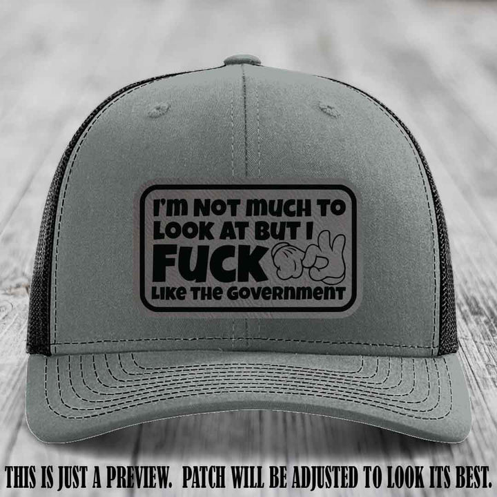 I'm Not Much to Look At Grey to Black Patch on Heather Grey to Black Hat Richardson 112 trucker hat