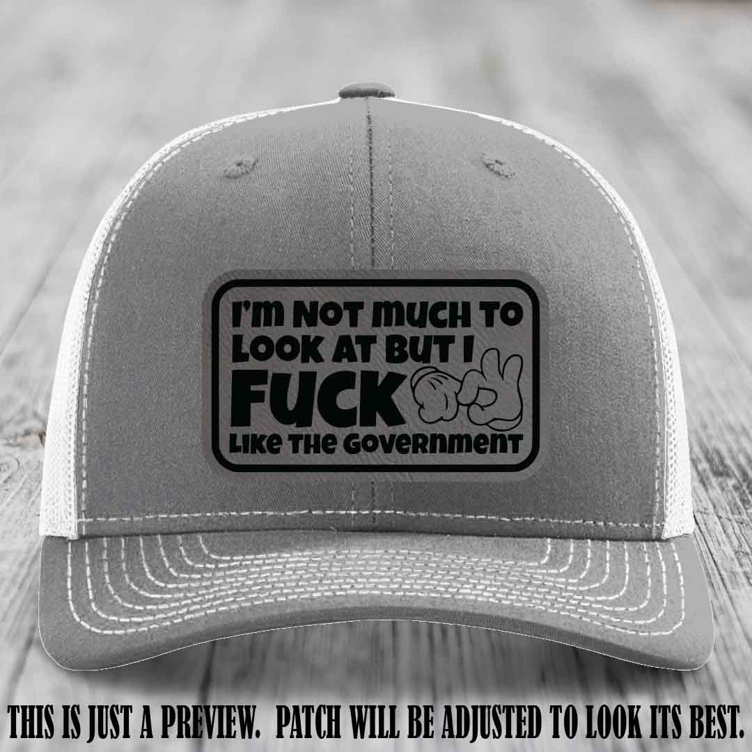 I'm Not Much to Look At Grey to Black Patch on Heather Grey to White Hat Richardson 112 trucker hat