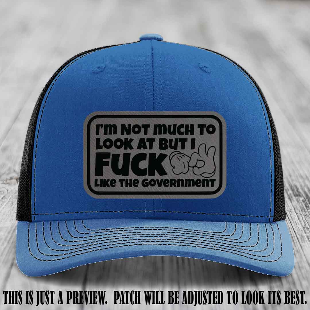 I'm Not Much to Look At Grey to Black Patch on Royal to Black Hat Richardson 112 trucker hat