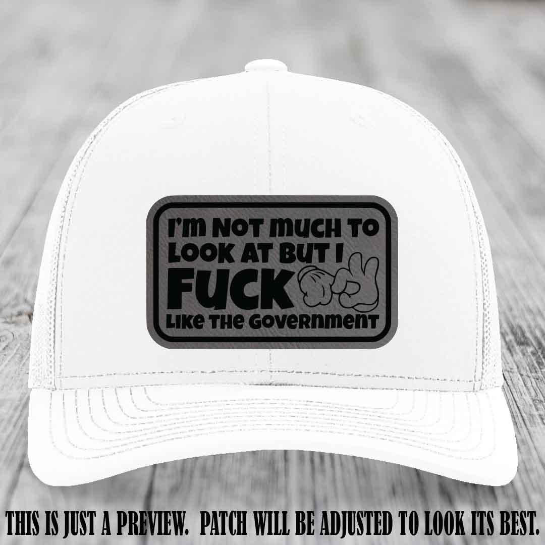 I'm Not Much to Look At Grey to Black Patch on White Hat Richardson 112 trucker hat