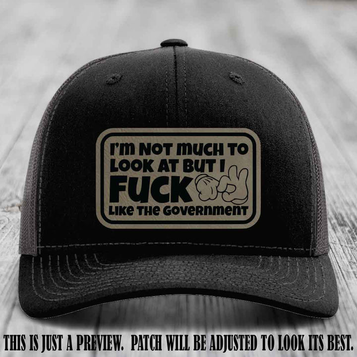 I'm Not Much to Look At Light Brown to Black Patch on Black to Charcoal Hat Richardson 112 trucker hat