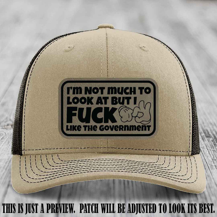 I'm Not Much to Look At Light Brown to Black Patch on Khaki to Coffee Hat Richardson 112 trucker hat