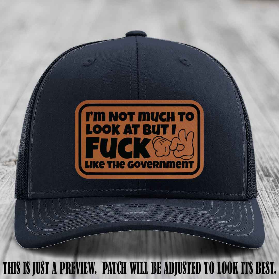 I'm Not Much to Look At Rawhide to Black Patch on Navy Hat Richardson 112 trucker hat